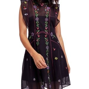 NWT Free People Riviera Embroidered Illusion Dress